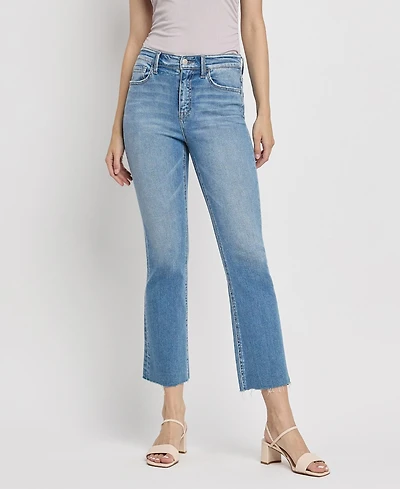 Vervet Women's High Rise Raw Hem Crop Flare Jeans