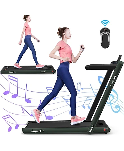 Gymax 2 1 Folding Treadmill 2.25HP Running Machine w/ Dual Display