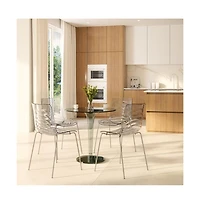 LeisureMod Astor Water Ripple Design Dining Chair Set of