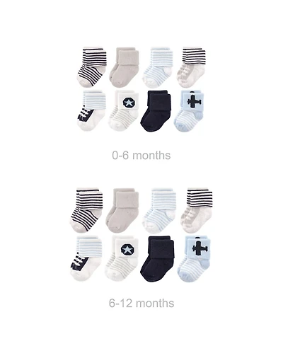 Luvable Friends Baby Boys Flexible Cotton Grow with Me Terry Socks