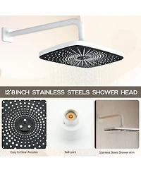 2-Function Shower System, Wall Mounted 10" Rain Shower Head, High-Pressure Luxury Shower Faucet Set with Temperature Display, Matte White