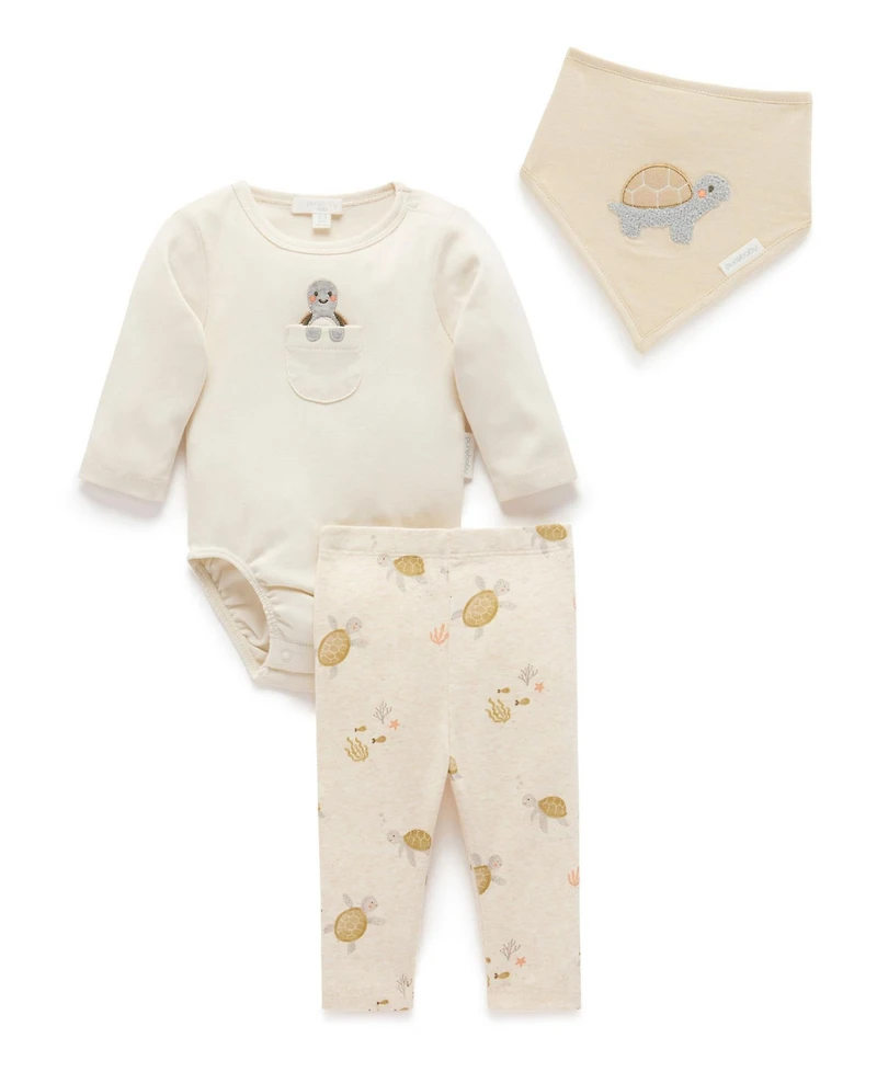 Purebaby Baby Bodysuit, Leggings and Bib 3 Piece Gift Set