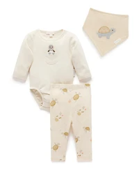 Purebaby Baby Bodysuit, Leggings and Bib 3 Piece Gift Set