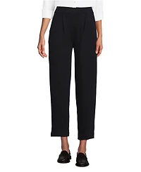 Lands' End Women's Sport Knit High Rise Pleated Straight Leg Crop Pants