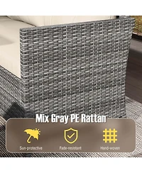 Gymax Set of 7 Dining Furniture Set Pe Rattan Sectional Sofa Set Patio