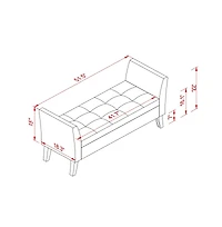 51.5 Inch Velvet Storage Bench with Curved Arms, Upholstered Tufted Ottoman for Bedroom, Entryway, and Living Room-The Pop Home