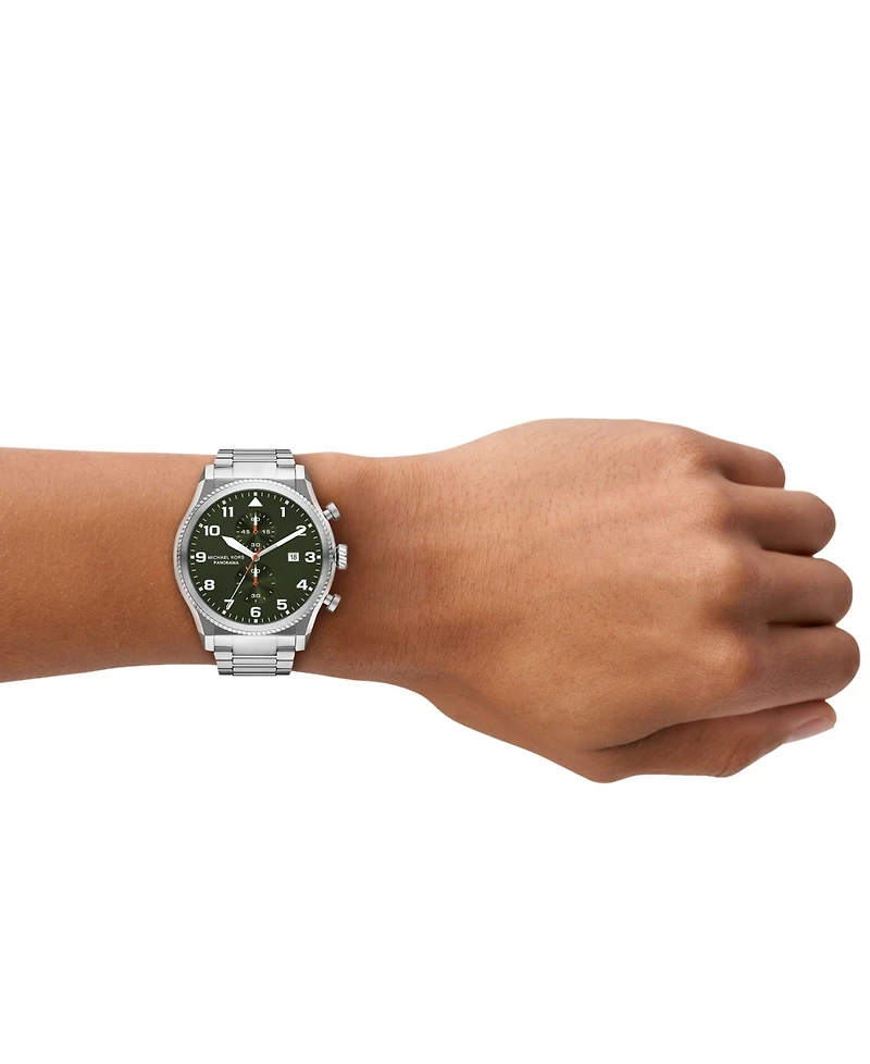 Michael Kors Men's Panorama Chronograph Silver-Tone Stainless Steel Watch, 44mm