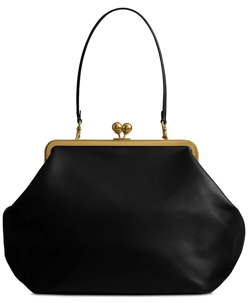 Coach Medium Leather Kisslock Frame Bag