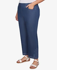 Ruby Rd. Plus Eyelet Embroidered Dark Flare Jeans