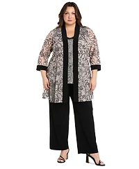 R & M Richards Plus 2-Pc. Soutache Layered-Look Jacket Pants Set