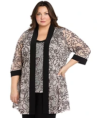 R & M Richards Plus 2-Pc. Soutache Layered-Look Jacket Pants Set
