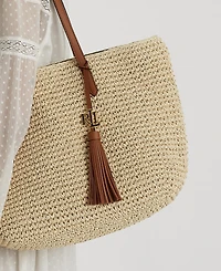 Lauren Ralph Lauren Crochet-Straw Medium Whitney Tote