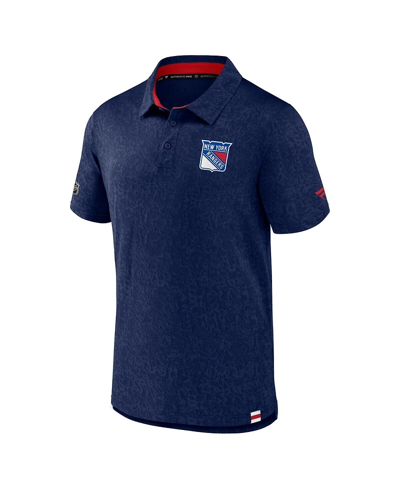 Fanatics Men's Navy New York Rangers Authentic Pro Jacquard Polo