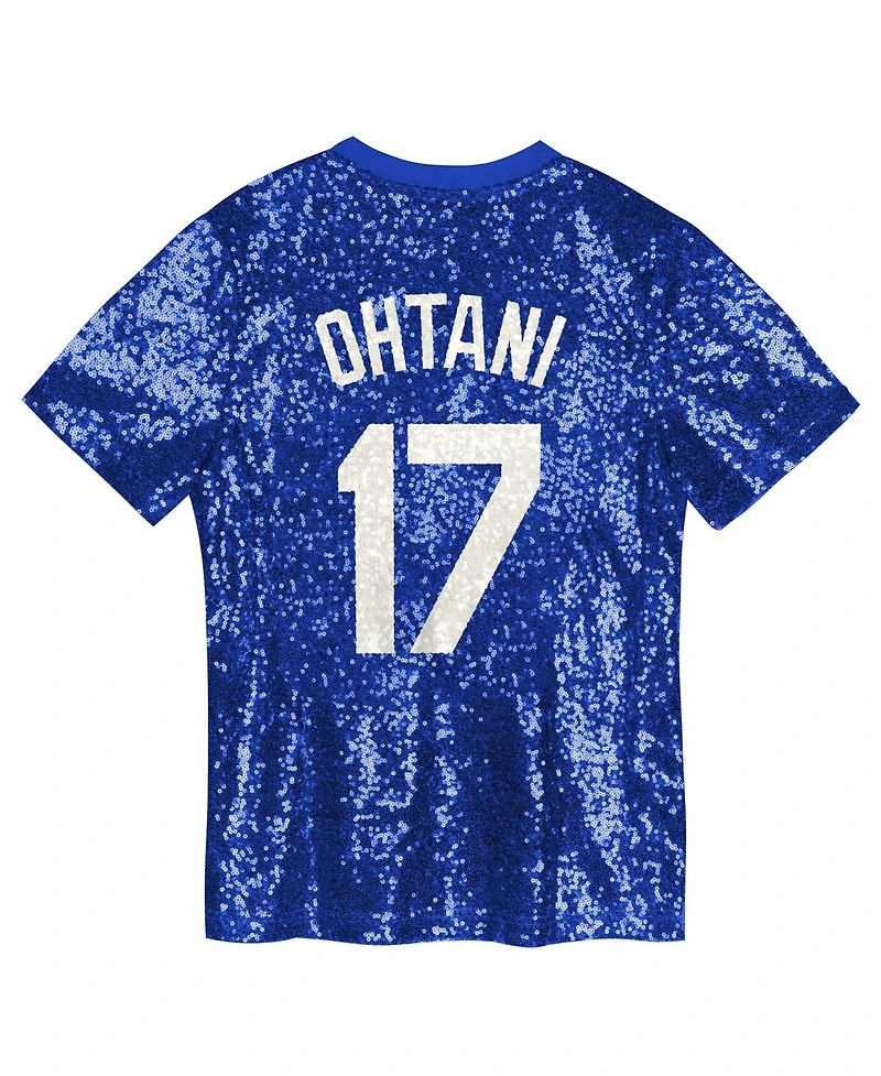 Outerstuff Juniors Shohei Ohtani Royal Los Angeles Dodgers Name Number Sequin V-Neck Top