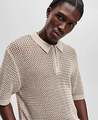 Mode of One Men's Polo-Collar Open-Stitch Short-Sleeve Sweater, Exclusively at Macy's