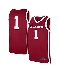 Jordan Men's Crimson Oklahoma Sooners 1 Road Replica Basketball Jersey