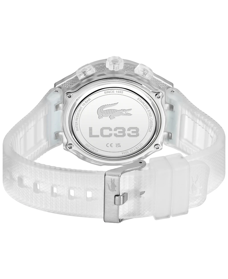 Lacoste Men's LC33 Clear Silicone Strap Watch, 45mm