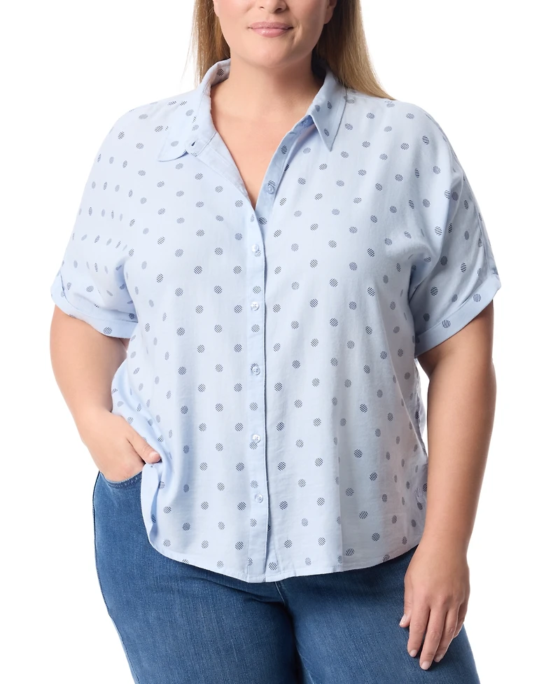 Gloria Vanderbilt Plus Daisy Printed Button-Front Shirt