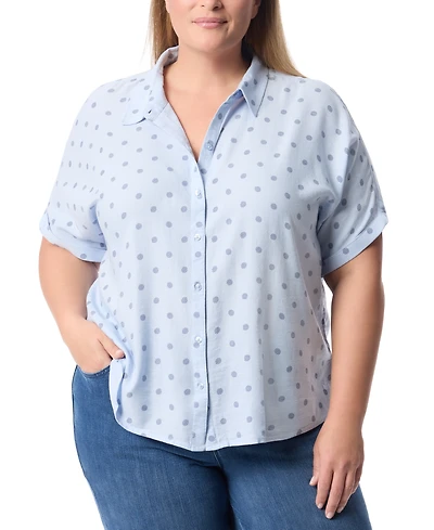 Gloria Vanderbilt Plus Daisy Printed Button-Front Shirt