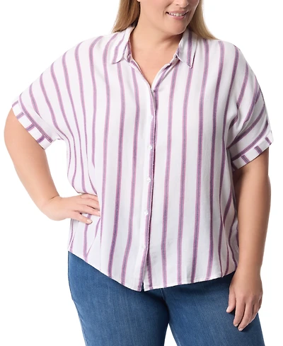 Gloria Vanderbilt Plus Daisy Printed Button-Front Shirt