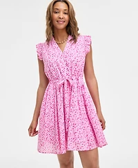 On 34th Women's V-neck Flutter-Sleeve Mini Dress, Exclusively at Macy's