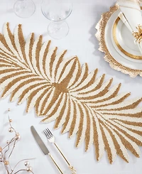 Saro Lifestyle Leafy Elegance Beaded Table Runner, 12" x 33"