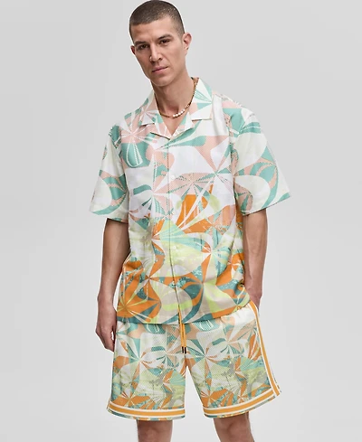 Mode of One Men's Short-Sleeve Slick Play Camp Collar Shirt, Exclusively at Macy's
