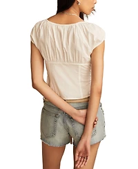 Lucky Brand Women's Cotton Short-Sleeve Corset Top