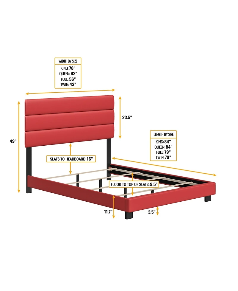 Napoli Leather Upholstered Platform Bed Frame with Tri-Panel Adjustable Headboard - Boyd Sleep