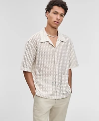 Mode of One Men's Relaxed-Fit Textured-Knit Bubble Lace Button-Down Camp Shirt, Exclusively at Macy's