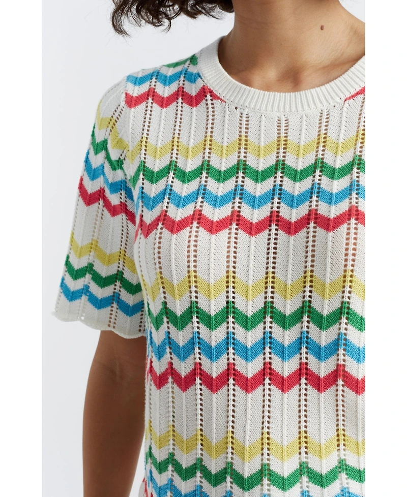 Chinti & Parker Women's Cotton Chevron Stitch T-Shirt
