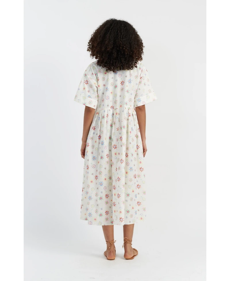 Chinti and Parker Women's & Linen-Cotton Etoile V-Neck Sundress