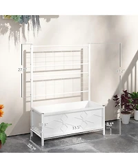 Outsunny Galvanized Raised Garden Bed with Trellis Planter Box,