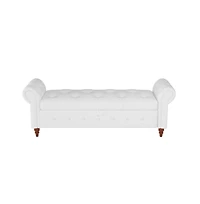 63 Inch Upholstered Storage Bench with Rolled Arms, Tufted Ottoman Large Hidden Compartment-The Pop Home