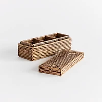 Burma Rattan 3-Compartment Lidded Box
