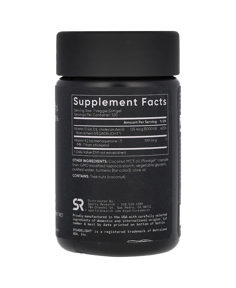 Sports Research D3 + K2 Plant-Based
