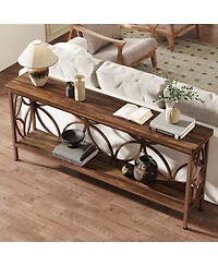 Tribesigns 70.9-Inch Narrow Sofa Table, Industrial Long Entry Console Table with Storage for Entryway, Living Room, Foyer, Unique Design