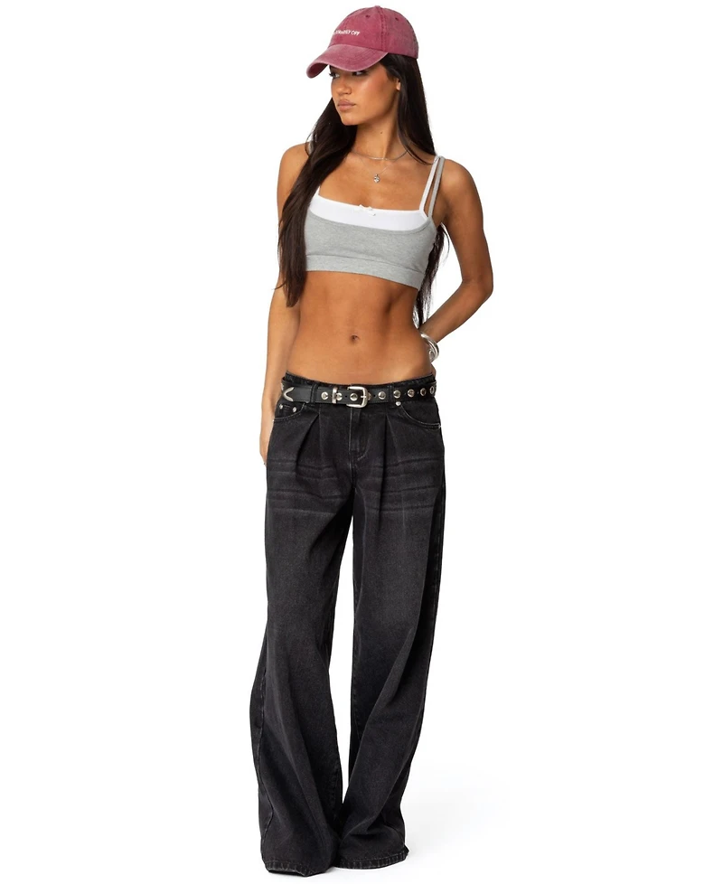 Edikted Womens Gracie Layered Bra Top