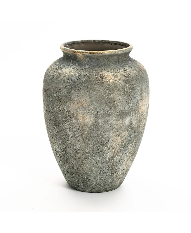 LuxenHome Rustic Gold and Brown Terracotta 15.2-Inch Tall Urn Vase