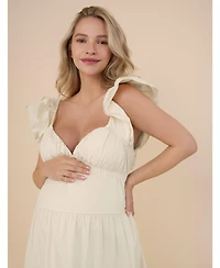 Motherhood Maternity Ruffle Sleeve Tie-Back Maxi Dress