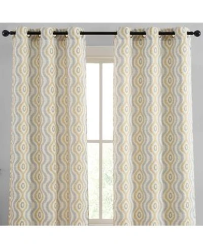 Hlc.Me Tanner Ogee Ikatt Damask Patterned Window Grommet Curtains Bedroom Light Blocking Darkening Window Panels Set Of 2 Grey Gold 37 W X 96 L