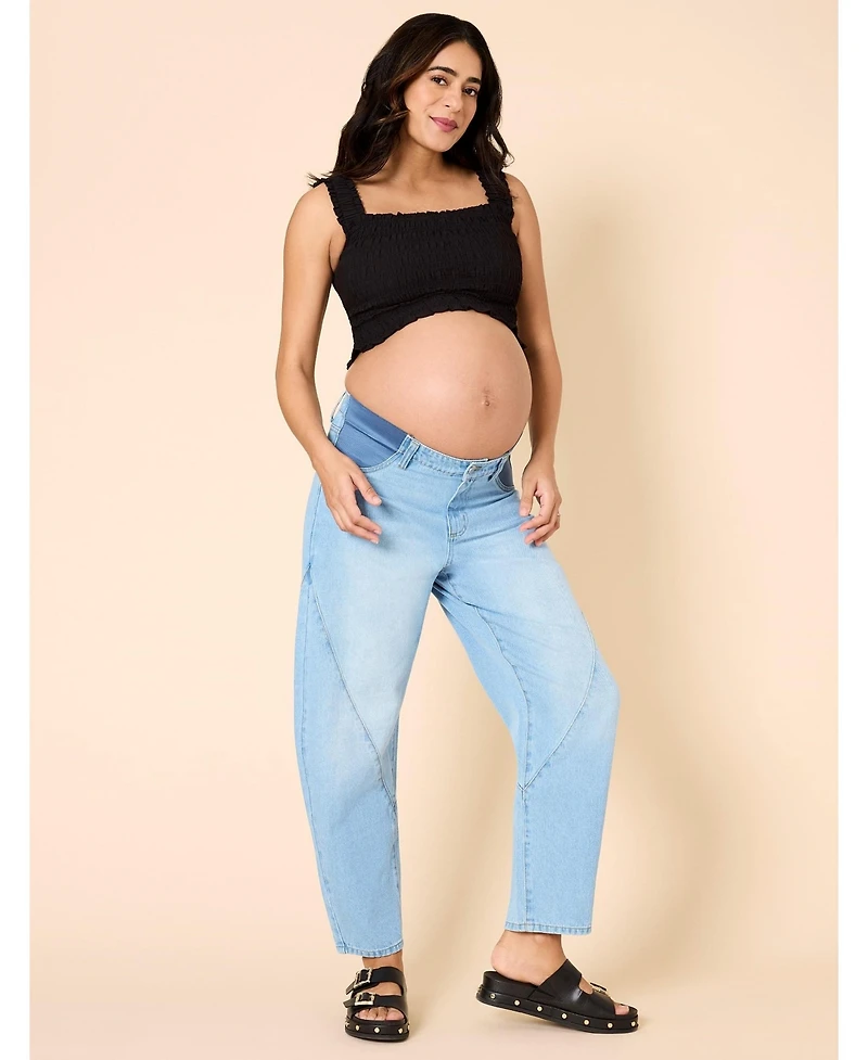 Motherhood Maternity Under the Belly Barrel Leg Jeans