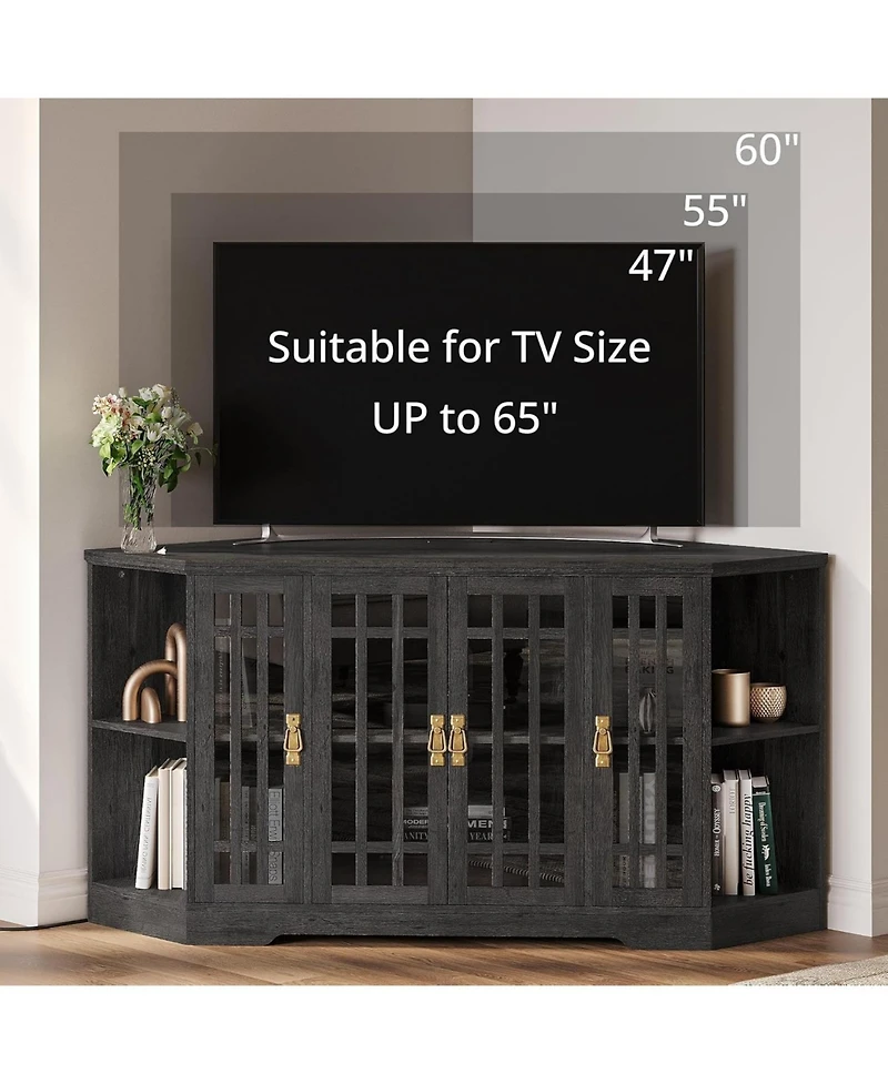 Corner Tv Stand for TVs up to 60 Inch with Power Outlet