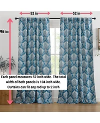 Hlc.me Messina Paisley Damask Patterned Window Back Tab Rod Pocket Curtains Bedroom