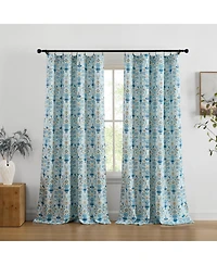 Hlc.me Clara Floral Damask Patterned Window Back Tab Rod Pocket Curtains