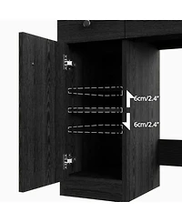 Vanity Desk with Led Lighted Mirror & Power Outlet