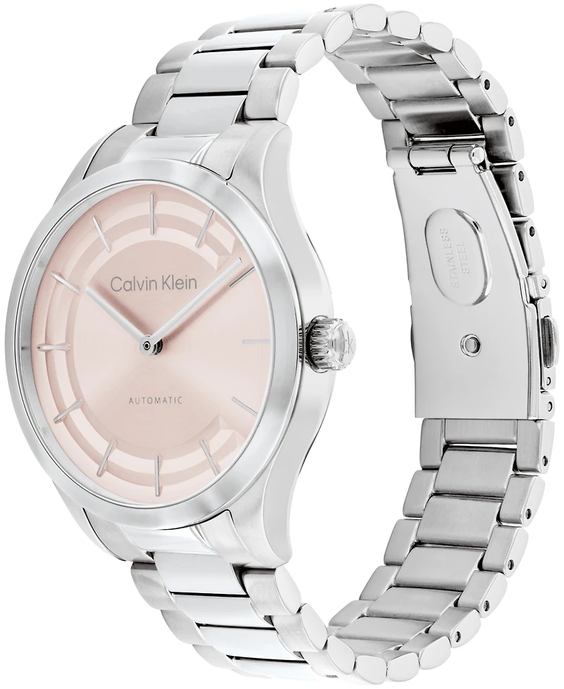 Calvin Klein Women's Iconic Automatic Silver Tone Stainless Steel Bracelet Watch, 36mm