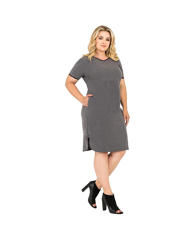 Standards & Practices Plus Apron Hem Suiting Knee Length Shift Dress