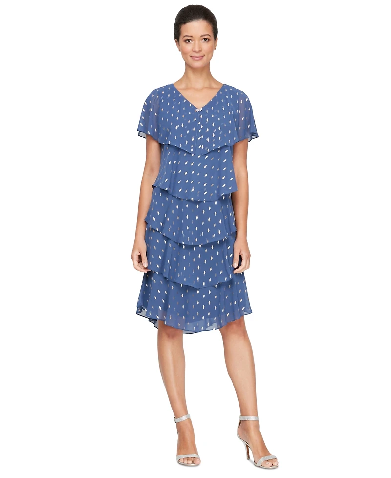 Sl Fashions Polka-Dot Tiered Shift Dress