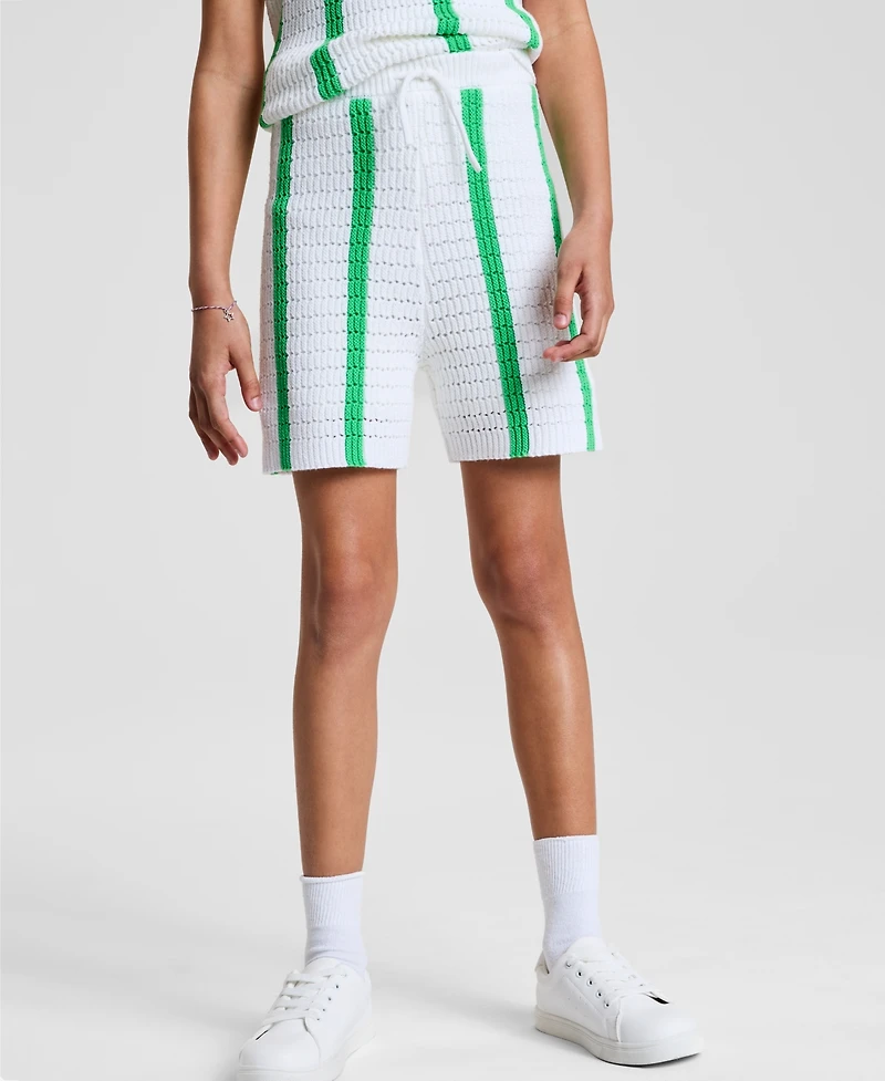 Epic Threads Little & Big Girls Striped Crochet Knit Shorts, Exclusively at Macy's